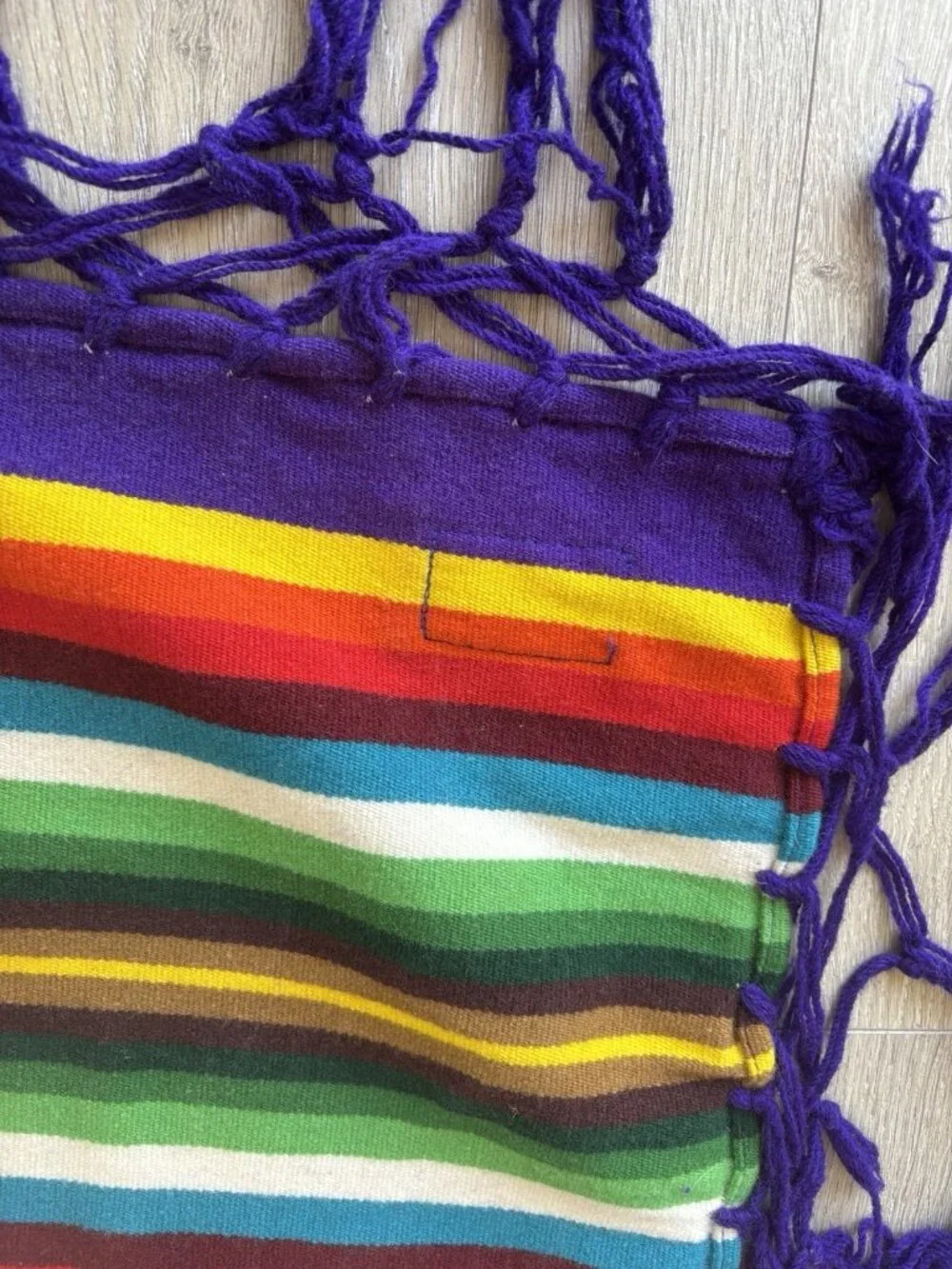 Beaver State Pendleton Stripe Mills Robe Shawl Fringed Blanket Purple Rainbow